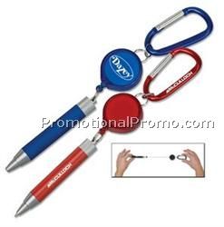 Metal Twist Pen with Carabiner & Retractor
