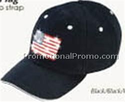 Constructed Brushed Cotton Low Profile Cap w/ Flashing USA Flag
