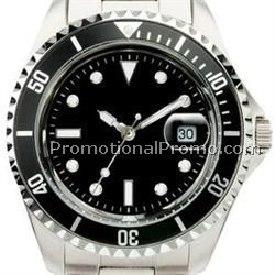 Watch Creations Men's Watch w/ Black Bezel & Magnified Date Display