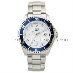 Watch Creations Men's Watch w/ Blue Bezel & Magnified Date Display