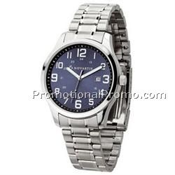 Watch Creations Men's Silver Folded Steel Bracelet Watch w/ Blue Dial
