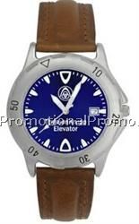 Savannah Men's Pedre Silvertone Watch w/ Leather Strap