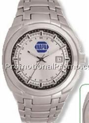 Pedre Daytona Silver Watch w/ Stainless Steel Bracelet & Black Inner Ring
