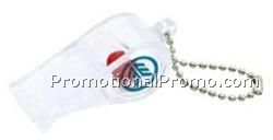 Translucent Clear Whistle w/Color Bead Key Chain