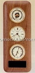American Walnut Triple Instrument Clock/Barometer/Thermometer Wall Unit