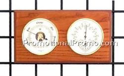 Brass Barometer, Thermometer & Hygrometer on Oak Base