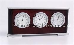 Rosewood & Metal Weather Station w/ Clock