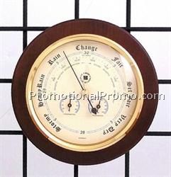 Brass Barometer w/ Thermometer & Hygrometer on Cherry Wood