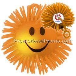 Light Up Happy Face Hairy Yo Yo Ball - Orange