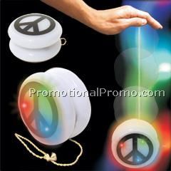White Light Up Yo-Yo with Multi Color LED & Peace Sign