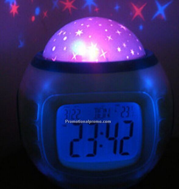 LED Music Sky Projection with Alarm Clock and Calendar Thermometer Photo 2