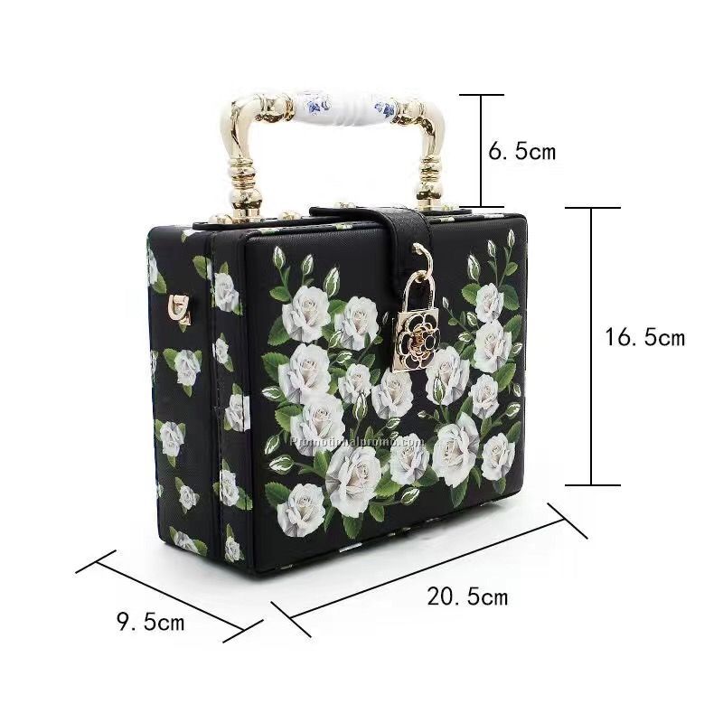 New retro box bag Lock shoulder bag ceramic handle women's mini handbag Photo 2