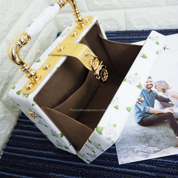 New retro box bag Lock shoulder bag ceramic handle women's mini handbag Photo 3