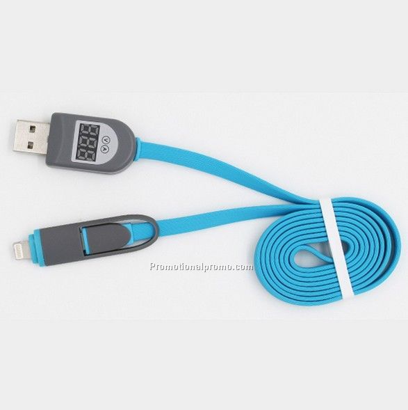 2 in 1 Digital Smart LCD Display Micro USB Lighting Data Charging Cable Photo 2