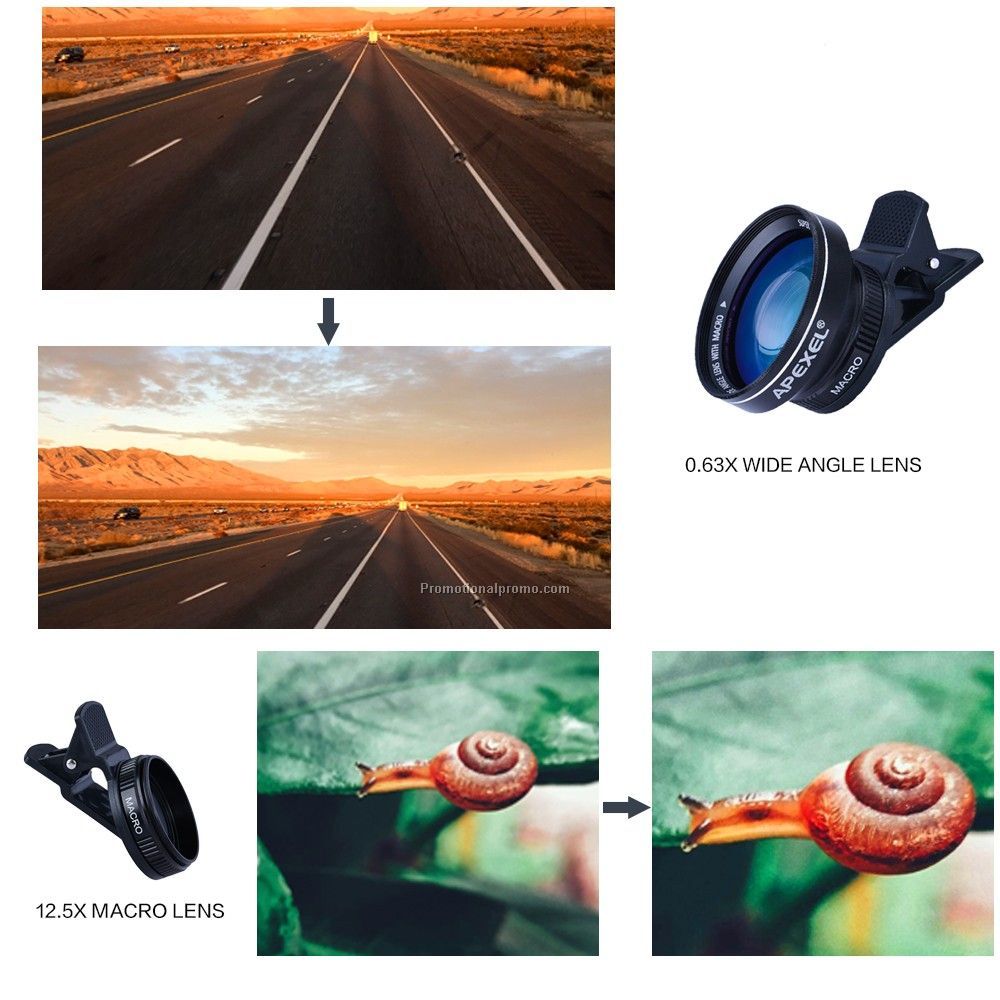 Professional HD Camera Lens Kit 0.63X Super Wide Angle and 12.5X Macro Lens Clip Cell Phone Lens Kit Photo 3