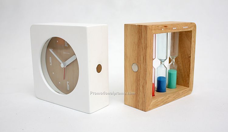 Sand glass wood alarm clock Photo 2