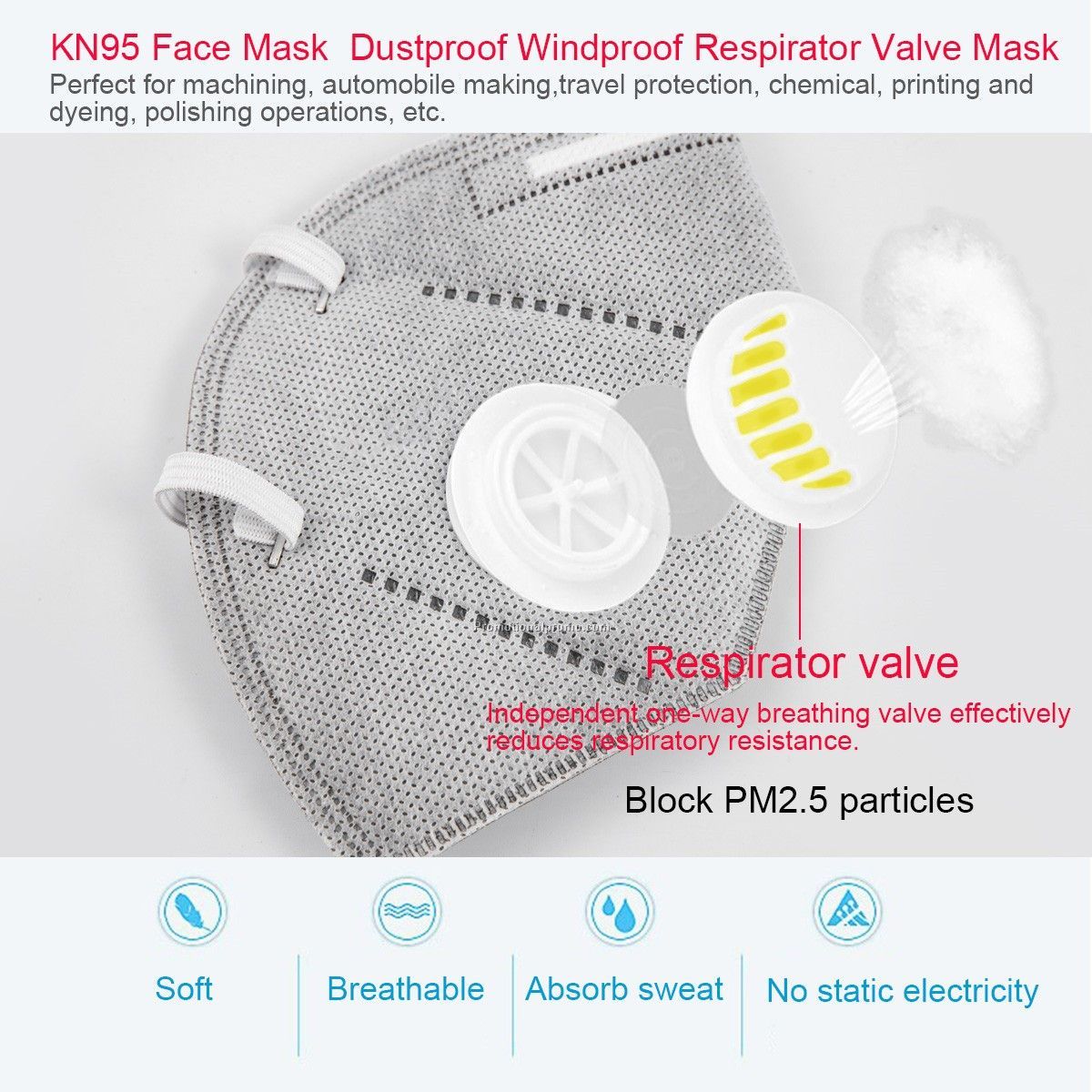 Anti Virus KN95 Face Mask Respirator Mask With Valve Photo 3