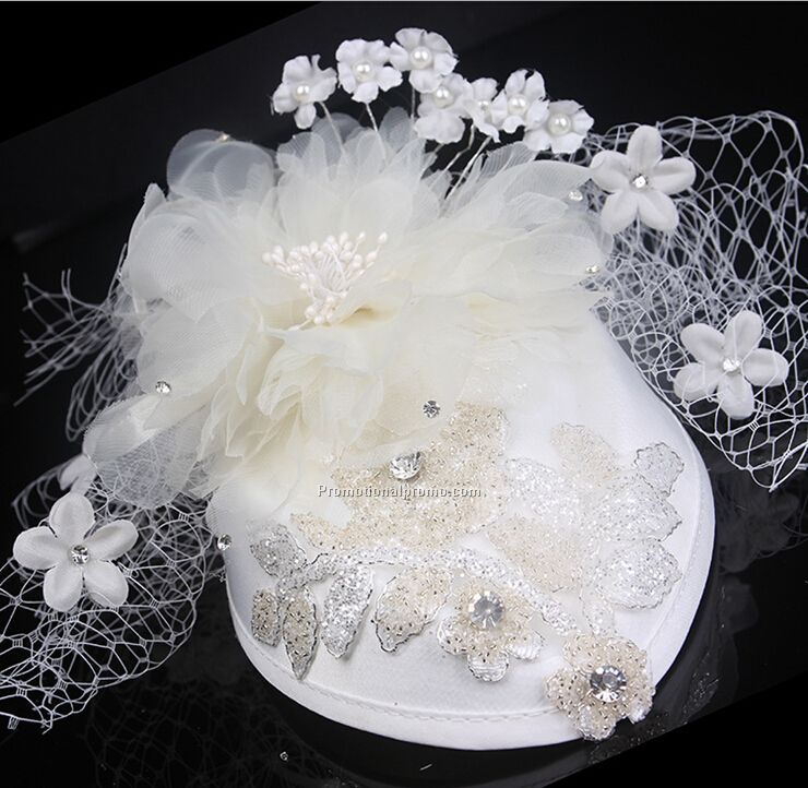 European and American small white hat clip pearl bridal hair accessories flower head performance luxury accessories Photo 2