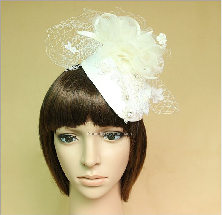 European and American small white hat clip pearl bridal hair accessories flower head performance luxury accessories Photo 3
