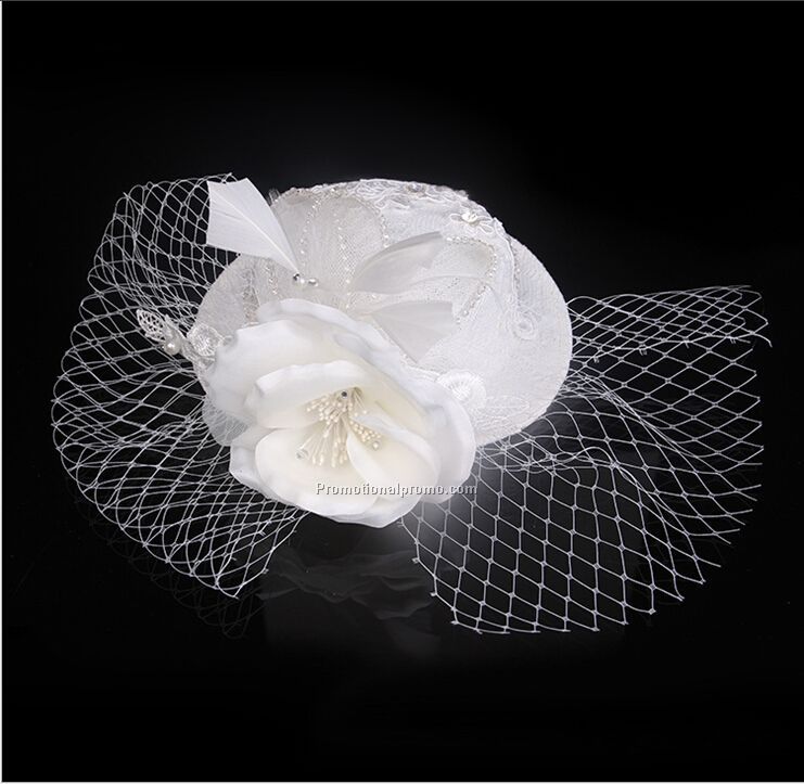 European and American small white hat clip pearl bridal flower head performance luxury hair accessories Photo 3