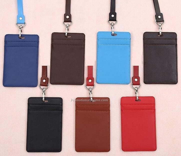 Wholesale Leather ID Card Holder With Leather Lanyard Photo 2