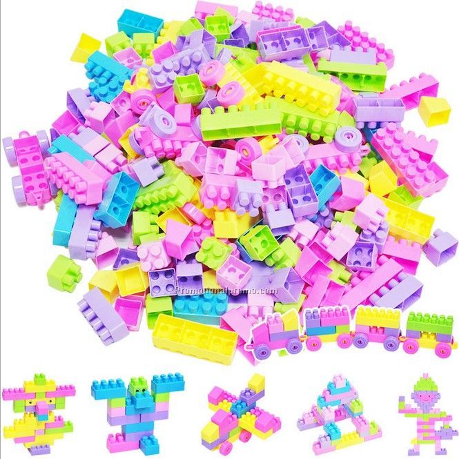 102 Pieces Eco-friendly Kids Eductional Toy Handbag Packing Assembled Plastic Blocks Photo 2