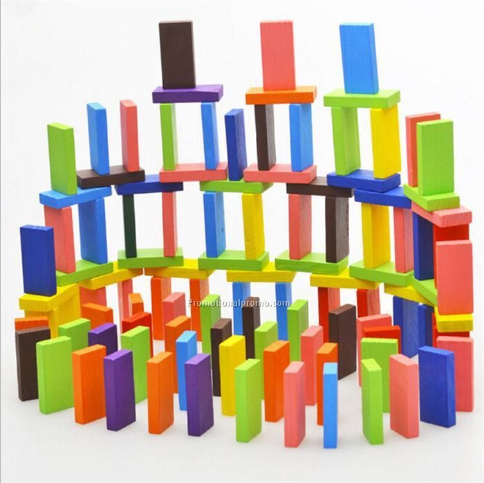 120Pcs/lot Board Game for Kids Gift Wooden Domino Set Non-toxic Green Painting Children Toys Photo 2
