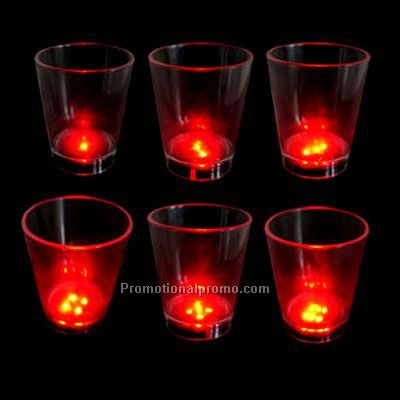 Flashing dice glass w/7 red LED lights