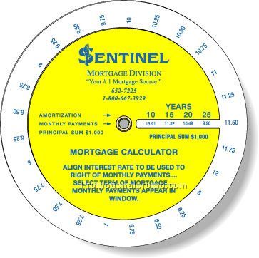 .015 Custom Imprinted White Gloss Vinyl Plastic Wheel Calculator / Mortgage Payment