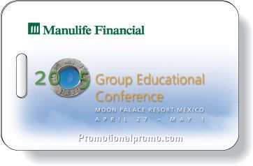 .020 White gloss vinyl Luggage Tags / with back imprint and write-on surface included