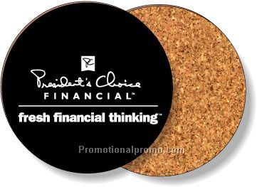 .123 Natural Cork & Clear Plastic Premium Coasters / Round