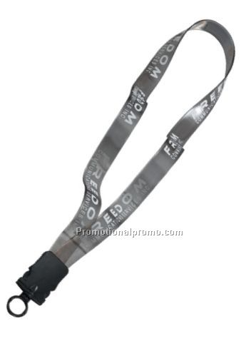 3/4" Transparent Vinyl Lanyard w/Snap-Buckle Release and O-Ring Attachment