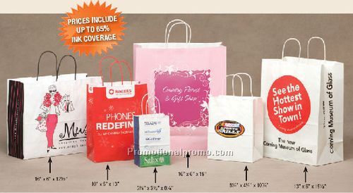 8 1/4 37920x 4 1/4" x 10 3/437920White Kraft Paper Bags 4-Color