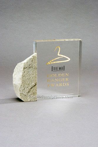 Award 4 x 5 x 1" Block w/ Stone Accent