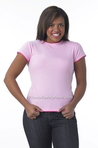 Cap Sleeve Crew Neck, Faux Trim