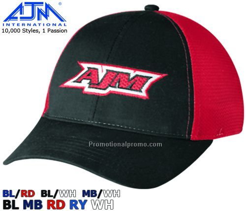 Constructed Contour Mesh Back Style. Polycotton/Polyester Mesh, 6 Panel Caps