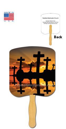 Crosses at Sunset Stapled Religious Fan
