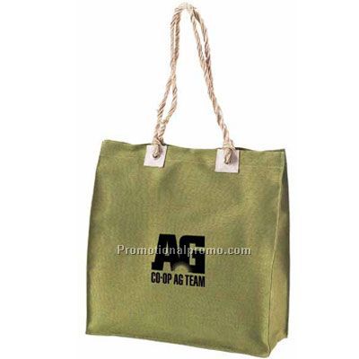 Eco-Friendly Tote with Rope Handle - Green/Printed