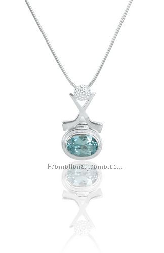 Faceted Blue Topaz/Sterling silver ball and crossed clubs
