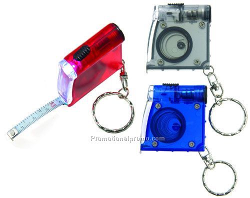 Flashlight with tape measure keychain