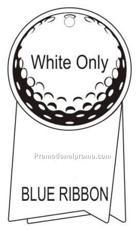 GOLF BAG TAG BLUE RIBBON, strap included not attached, White