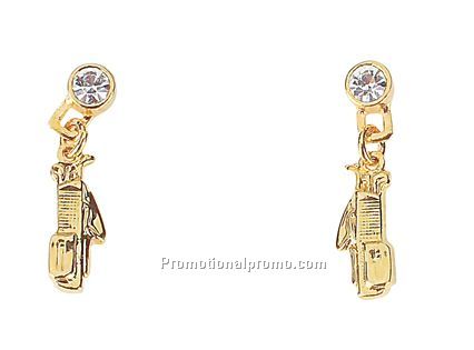 Golf bag with crystal stud earring