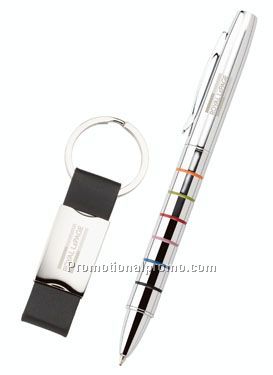 Halo Ballpoint & Leatherette Key Ring Set - Colorplay