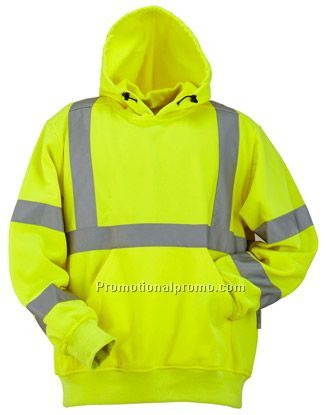High Visibility Polyester Fleece Hooded Pullover