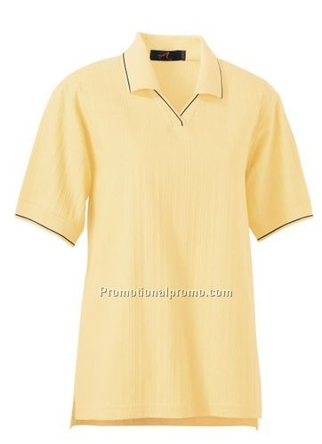 LADIES' VARIEGATED RIBBON PIQUE JOHNNY COLLAR POLO