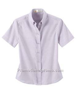 LADIES' WRINKLE RESISTANT SHORT SLEEVE BUTTON-DOWN OXFORD SHIRT