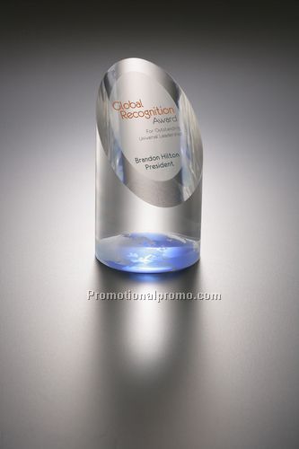 Lucite Embedment Truncated Cylinder w/Globe on Bottom