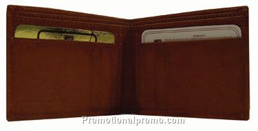 Men's Wallet - 2 Sides With Horiz. Credit Card Pockets / Stonewash Cowhide