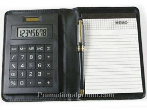 Note book, calculator + case