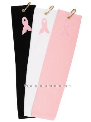 Pink Ribbon Embroidered Golf Towel